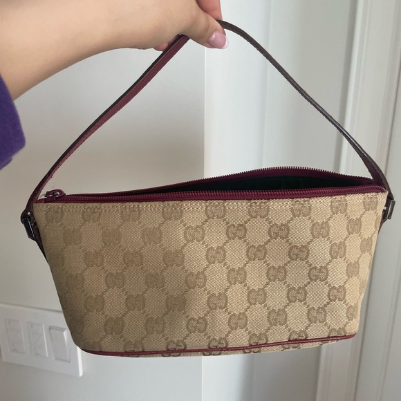 SOLD 🥰 Gucci GG Canvas Beige/Pink Boat Pochette - Picture 3 of 12